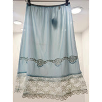 VINTAGE *NEW* 1960's Collins Aikman Women's Lt Blue w/Lace Trim Slip Skirt Sz L