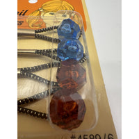 VINTAGE *NEW* 1975 Goody #4589/6 Med Twin Bead Ponytail Crystal Cut Holders