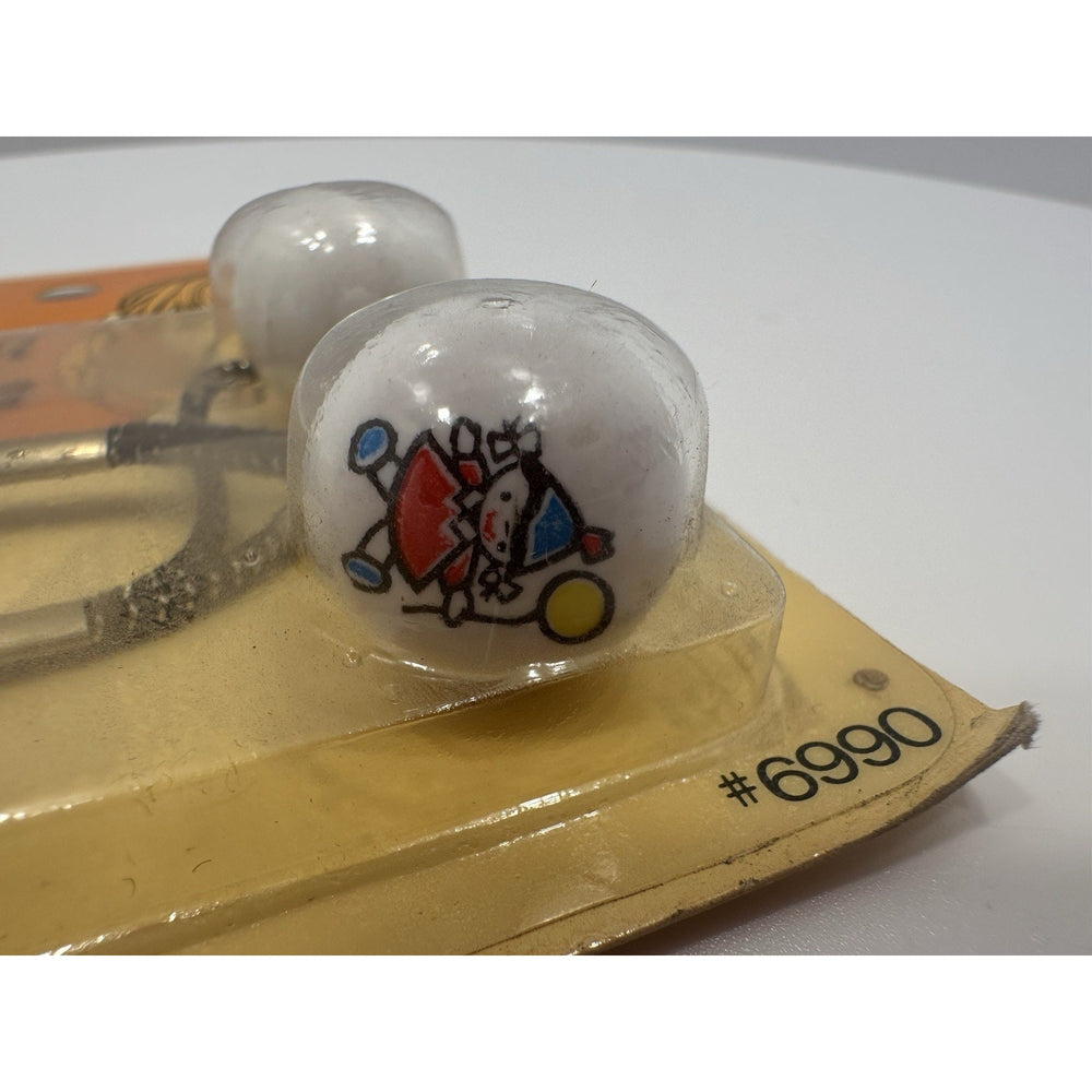 VINTAGE *NEW* 1975 Goody 6990 Twin Bead Ponytail Holders with Doll Art Set of 2