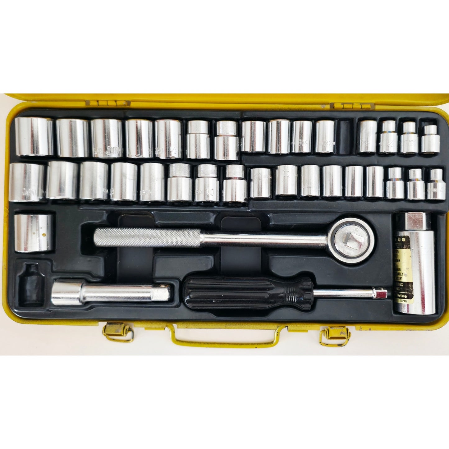 VINTAGE *NEW* 1970's 40 Piece Metric and Inch Rachet Socket Set Missing 1 Piece