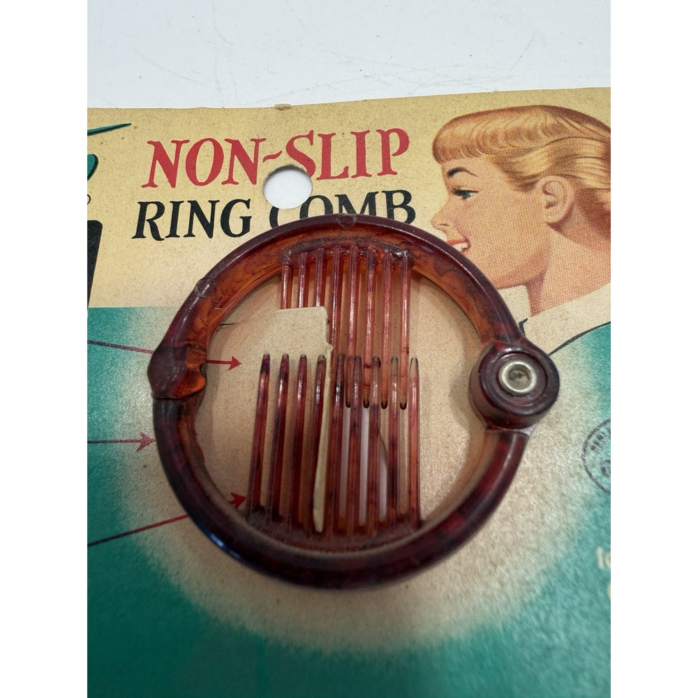 Vintage *NEW* 1970's Tip Top Brown Non-Slip Ring Comb