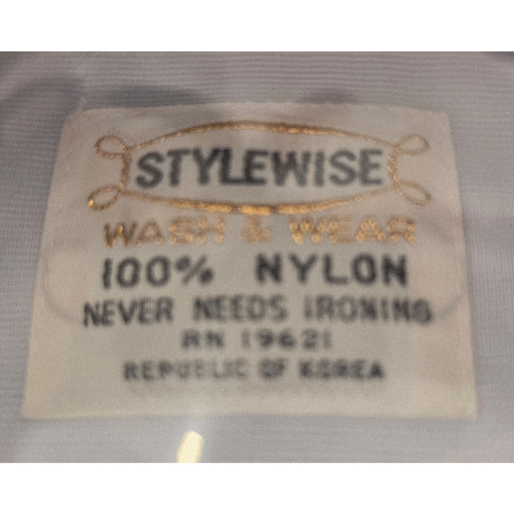 VINTAGE *NEW* 1960's STYLEWISE Light Blue Men's Shirt 100% Nylon Size 14-32