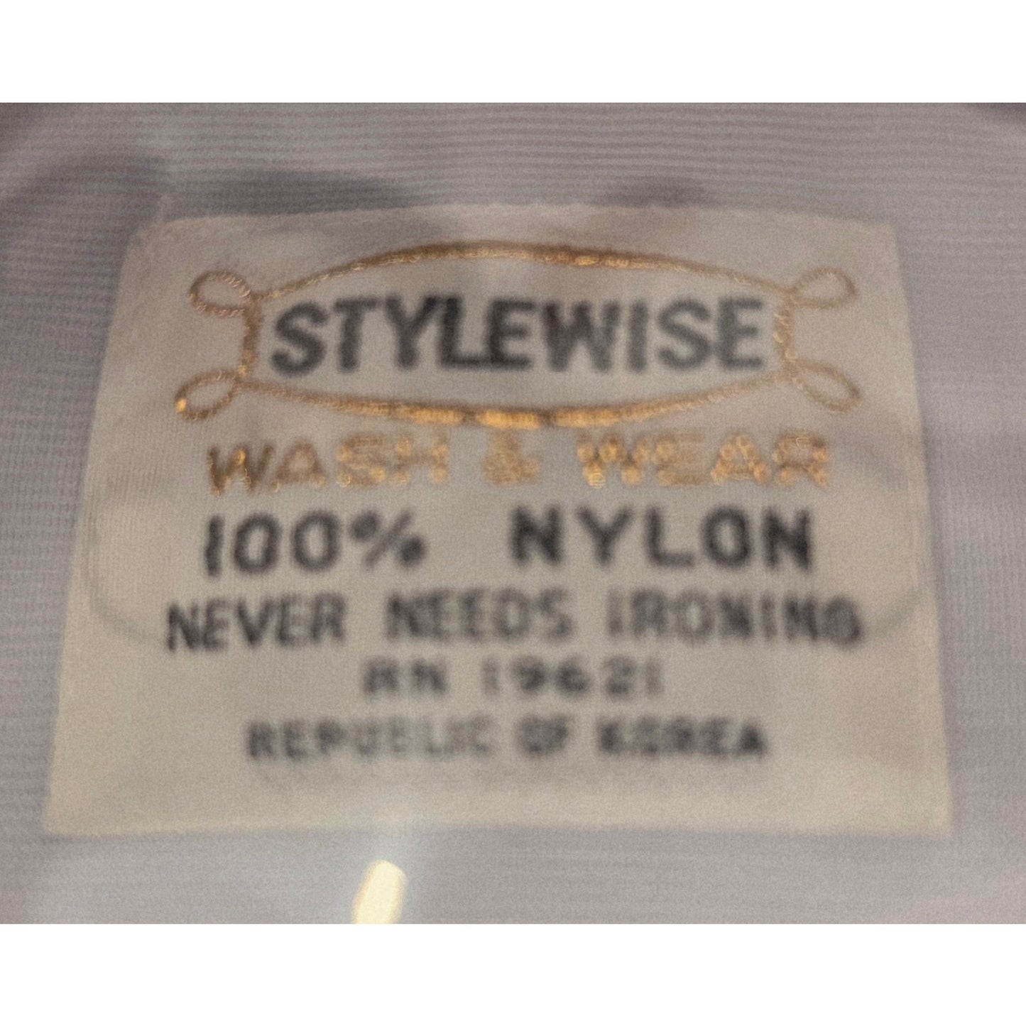 VINTAGE *NEW* 1960's STYLEWISE Light Blue Men's Shirt 100% Nylon Size 14-32