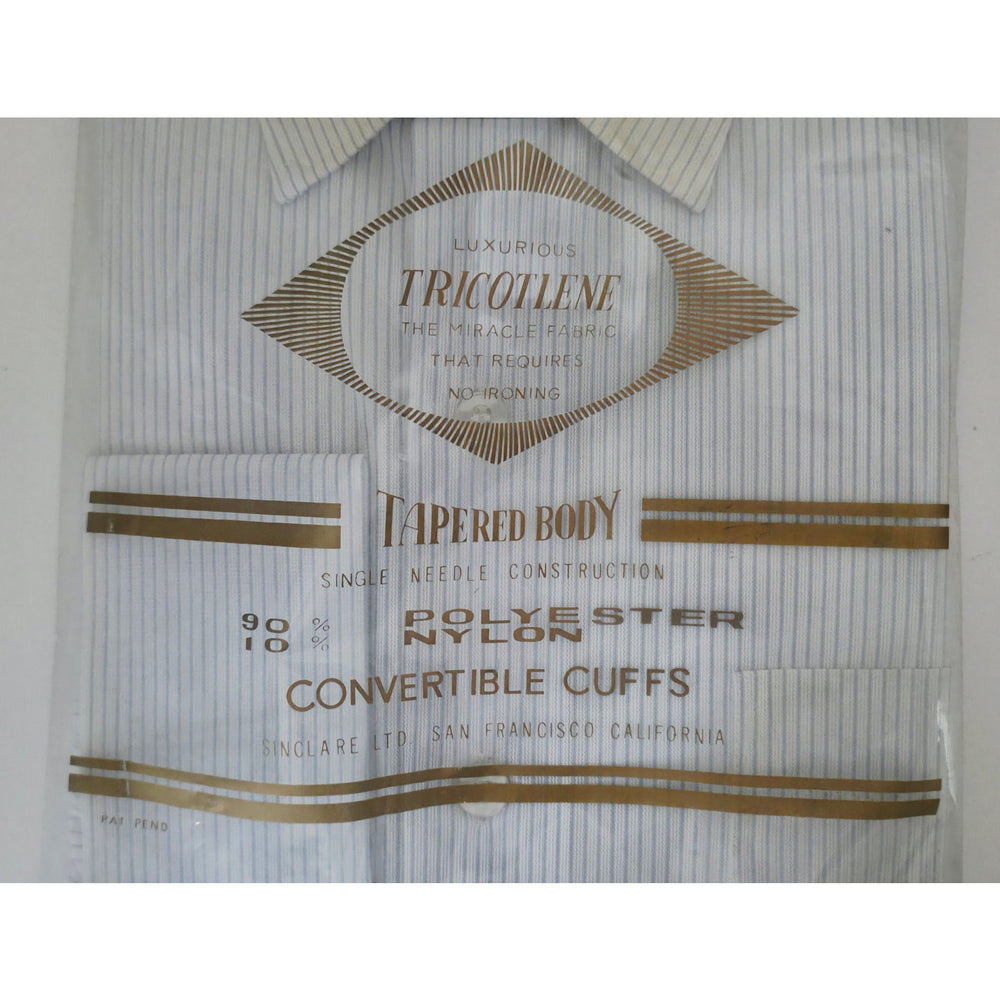 VINTAGE *NEW* 1960's Men's Striped Collared Shirt Polyester/Nylon Blend Size 15-32