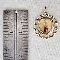 VINTAGE *NEW* 1950's Madonna Gold-Toned Religious Pendant 1.25" Germany