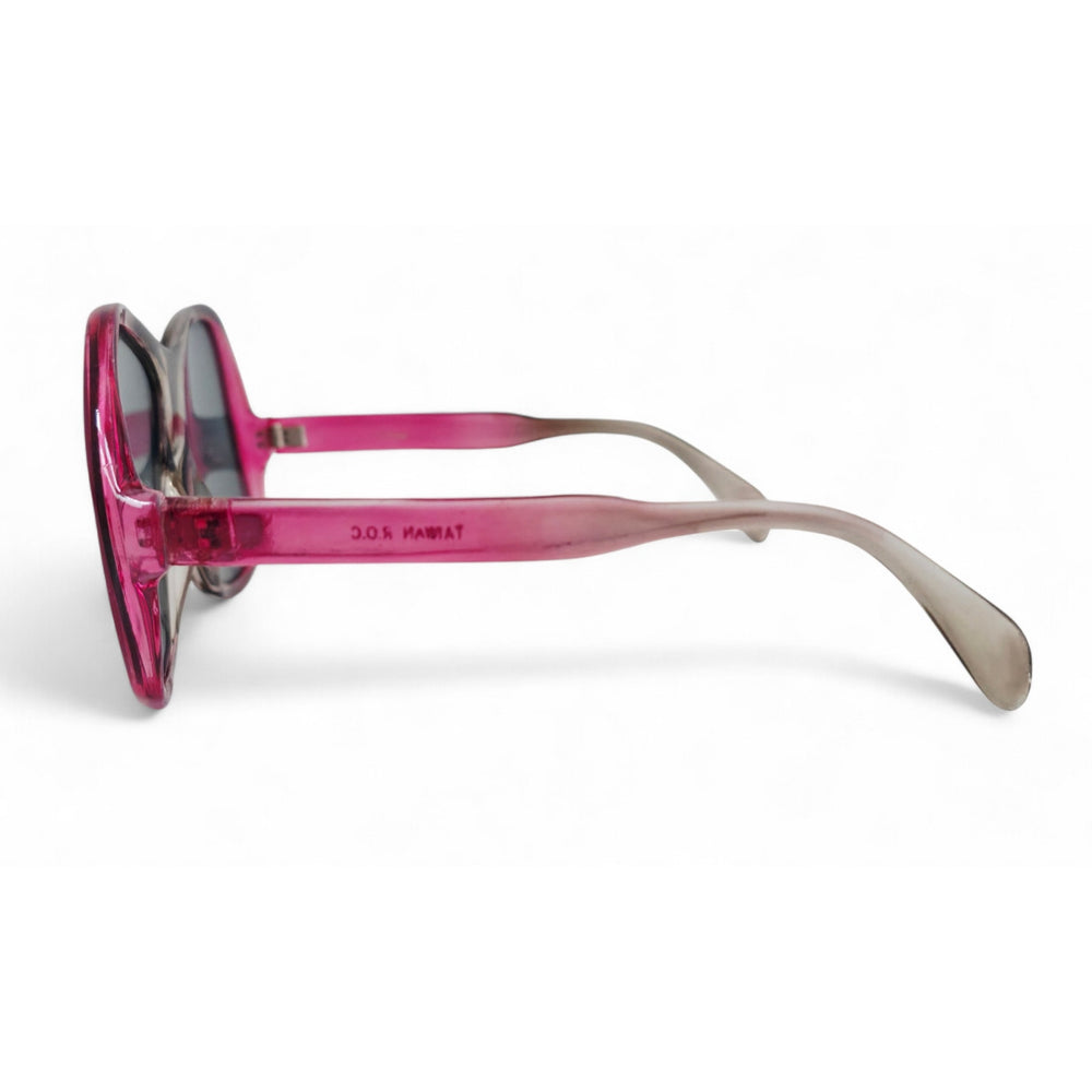 VINTAGE *NEW* 1970's Unisex Sunglasses Oversized Pink Ombre Frame with Gray Lens