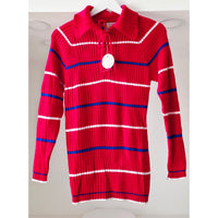 VINTAGE *NEW* 1970's Red Striped Women's Long Sweater 100% Acrylic Knit Size M