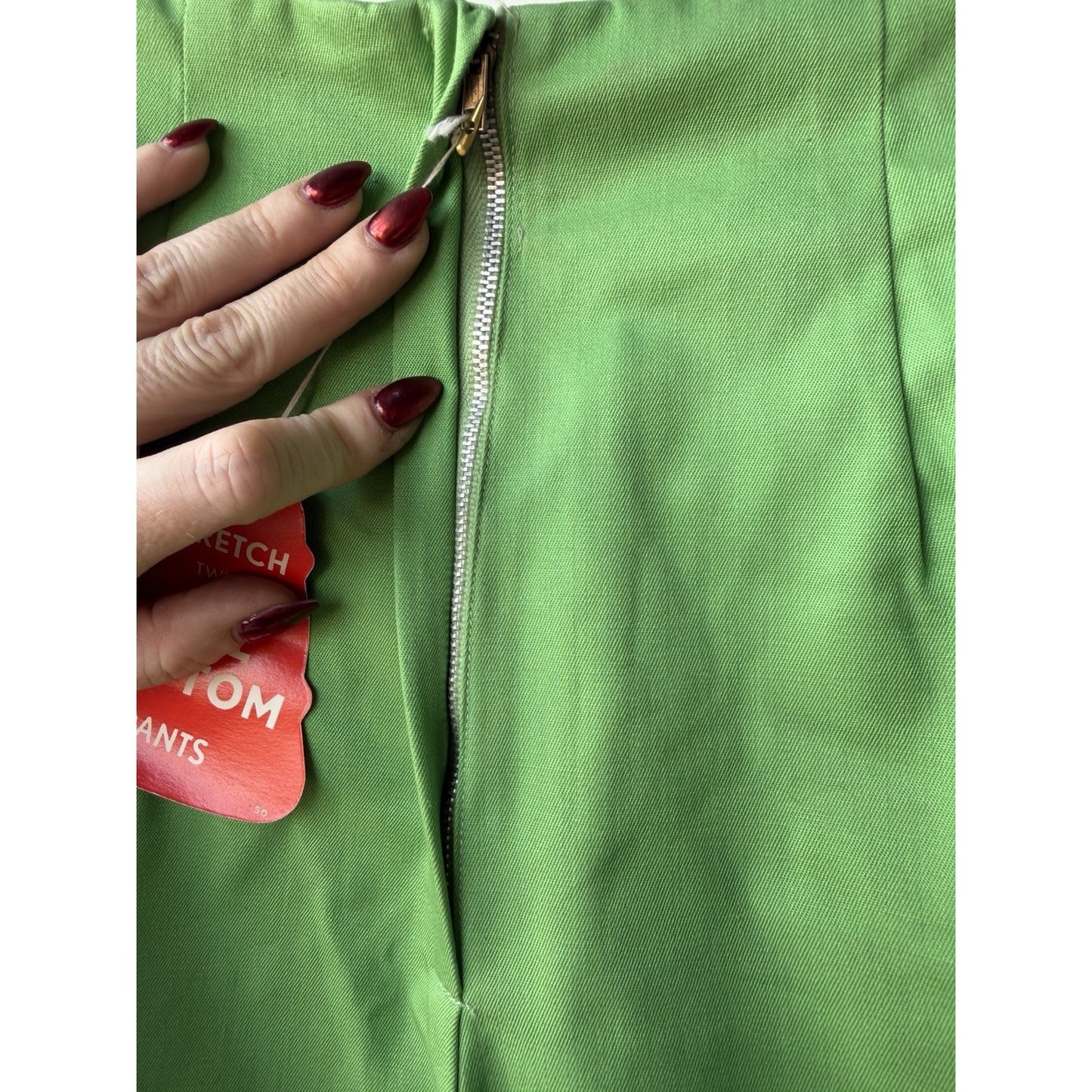 VINTAGE *NEW* 1960's Green Stretch Twill Capri Bell Bottom Cotton Pants Size 10