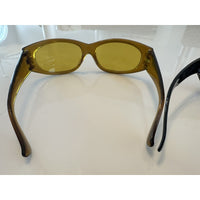 VINTAGE *NEW* 1970's Glam Unisex Sunglasses Brown/Black Set Oval Frames