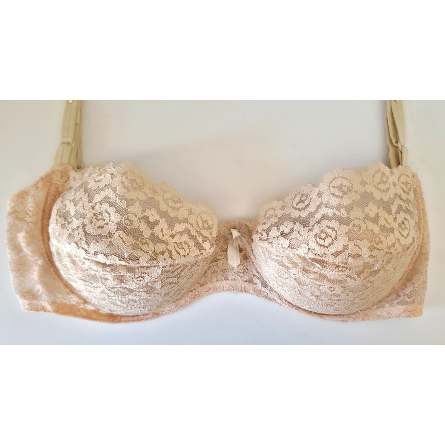 VINTAGE *NEW* 1960's Women's Beige Lace Push-Up Bra Size 38 B