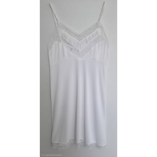 VINTAGE *NEW* 1960's Women's White with Lace Trim Slip Dress Size 44