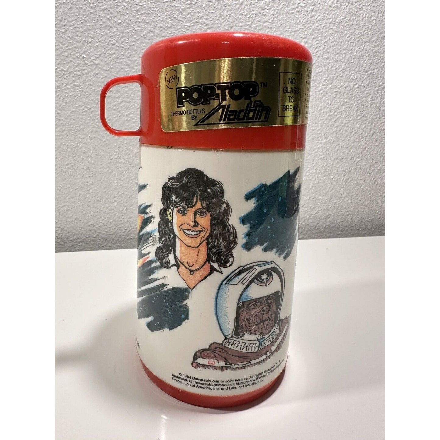 VINTAGE *NEW* 1980's Aladdin Last Starfighter 8oz Pop-Top Plastic Thermos