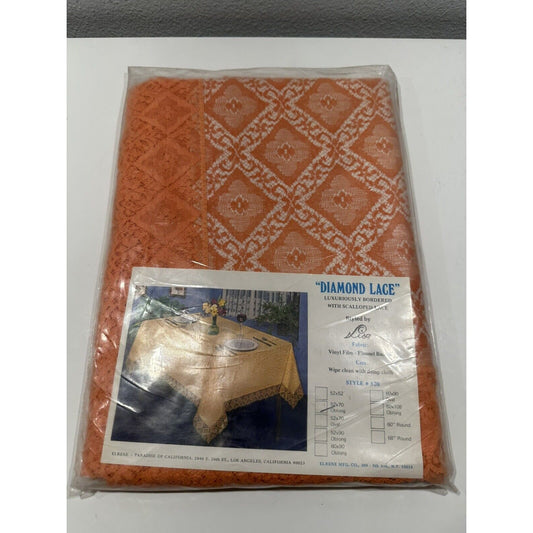 VINTAGE *NEW* Elrene Tablecloth 52"X70" Diamond Lace USA