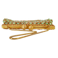 VINTAGE *NEW* 1960's Hand-Made Fancy Beaded Purse Green with Gold Strap