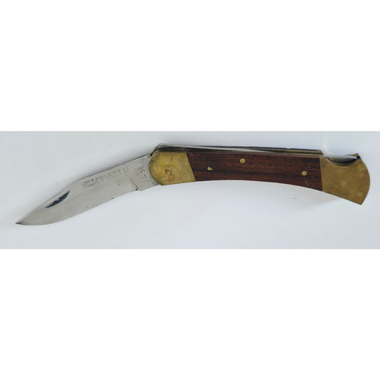 VINTAGE *NEW* 1960's Wilderness II Stainless Steel w/Wooden Handle Pocket Knife