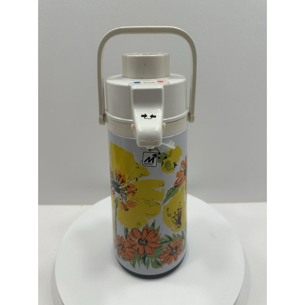 VINTAGE *NEW* 1970's Drink Dispenser w/Flowers Pumper Coffee Hot Cold Beverage