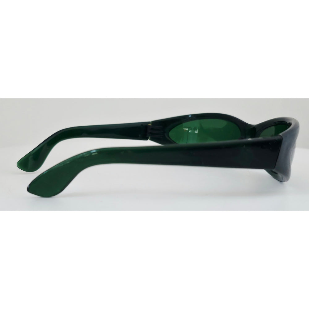 VINTAGE *NEW* 1970's Glam Unisex Thin Black Frame with Green Lens Sunglasses