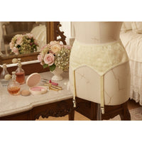 VINTAGE *NEW* 1950's Women's Light Yellow Garter with Flowers Size L Lot of 3