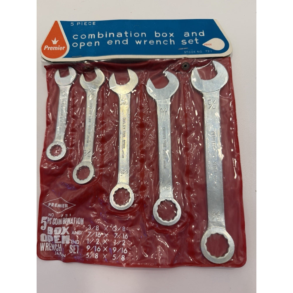 VINTAGE *NEW* 1960's Premier 5-piece Double Open Thin Wrench Set