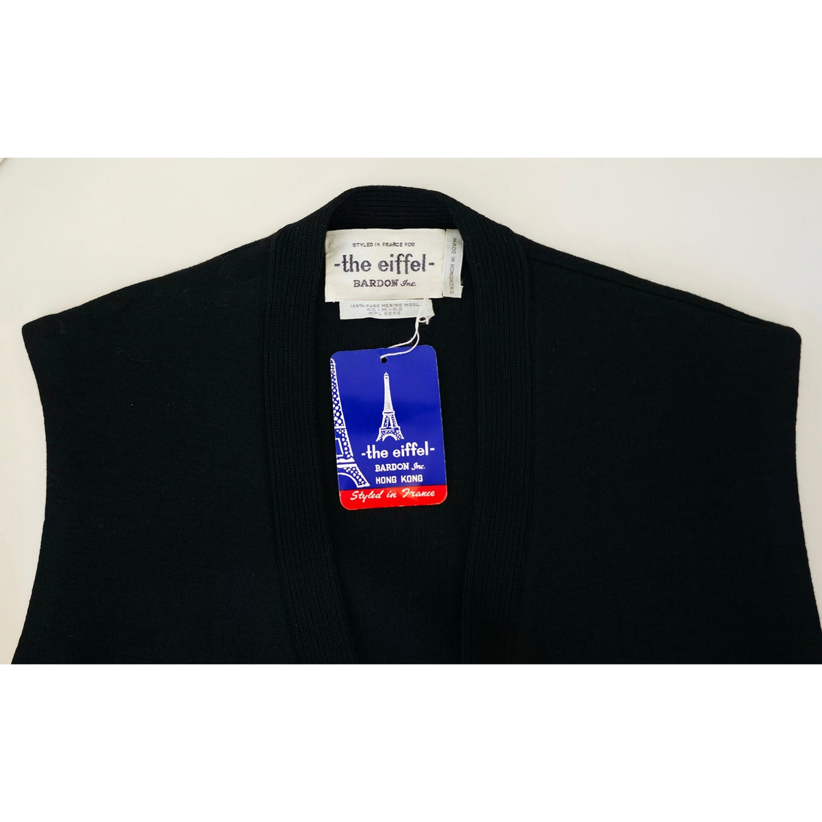 VINTAGE *NEW* 1970's The Eiffel Women's Black Merino Wool Knit Vest Size M (40)