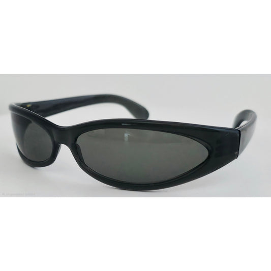 VINTAGE *NEW* 1970's Glam Unisex Sunglasses Black Frame with Gray Lens