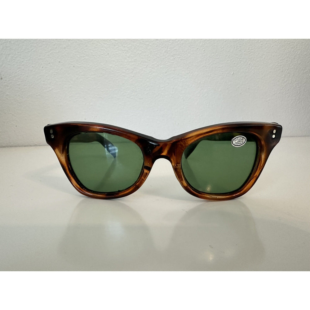 VINTAGE *NEW* 1970's Glam Unisex Sunglasses Tortoise Frame with Gray Lens Italy
