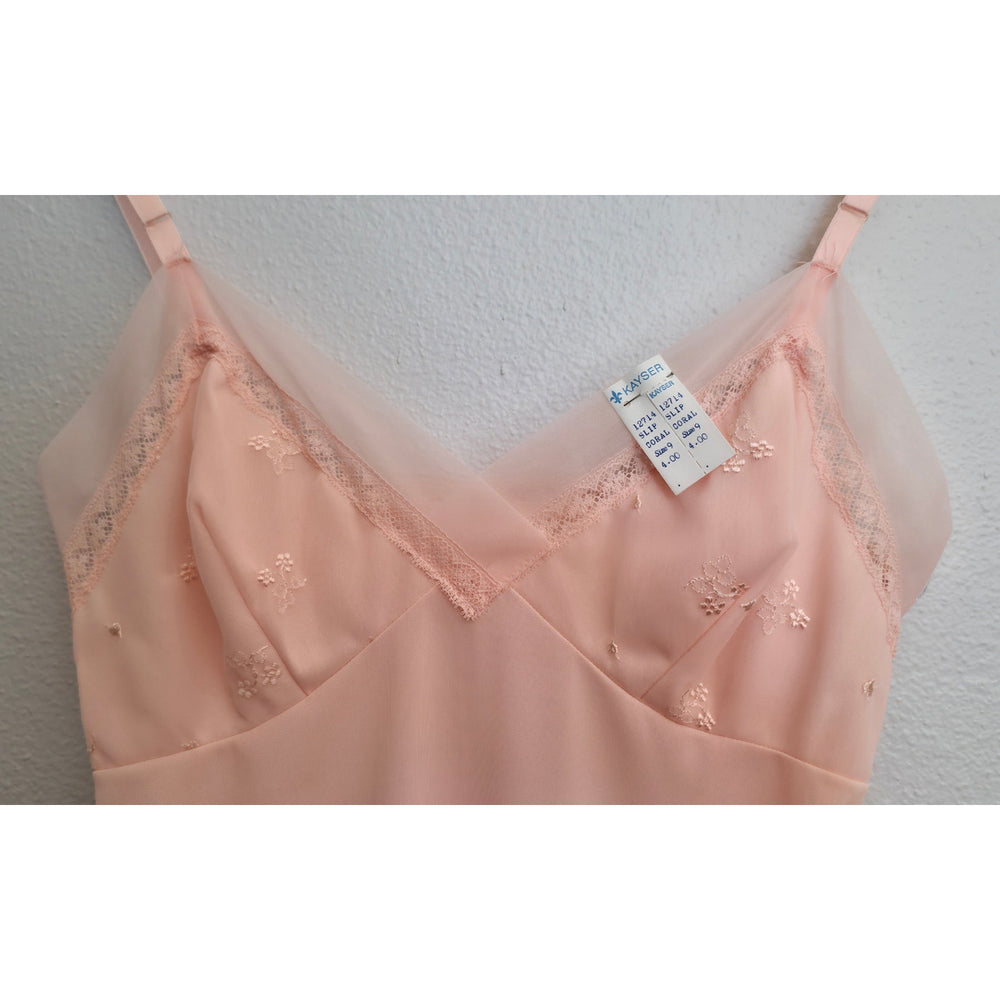 VINTAGE *NEW* 1960's Kayser Women's Light Pink with Lace Slip Dress Size XS