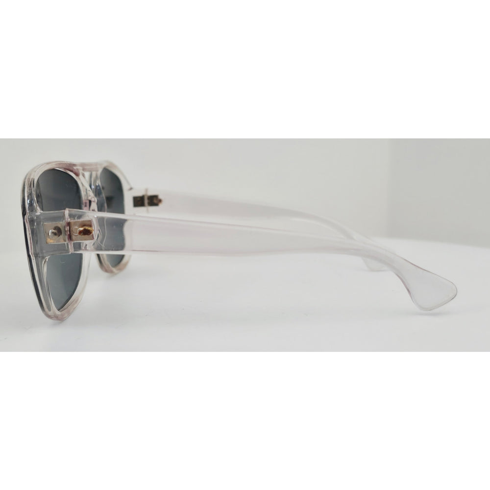 VINTAGE *NEW* 1970's Glam Unisex Clear Frame with Gray Ombre Lens Sunglasses