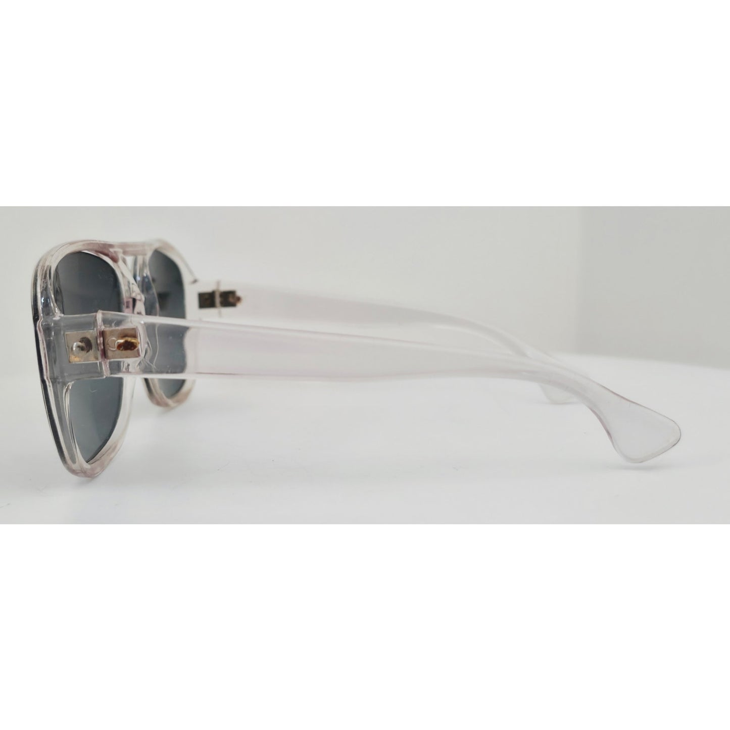 VINTAGE *NEW* 1970's Glam Unisex Clear Frame with Gray Ombre Lens Sunglasses