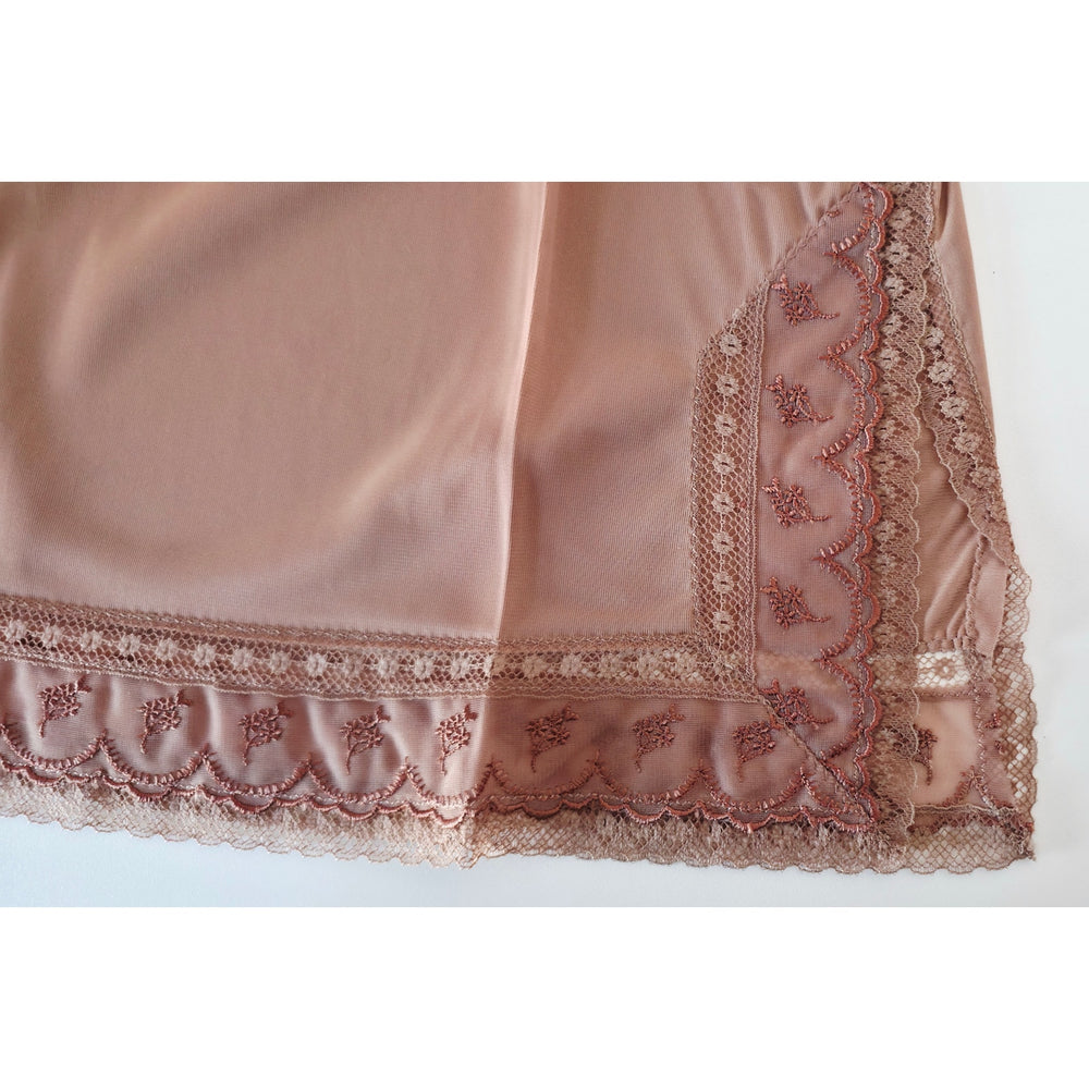 VINTAGE *NEW* 1960's Kayser Women's Coffee w/Flowers Lace Trim Half Slip Size S