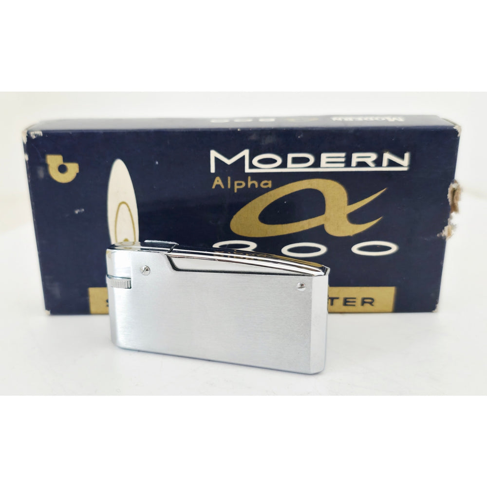 VINTAGE *NEW* 1950's Modern Alpha 800 Silver Super Gas Lighter Japan