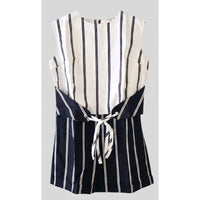 VINTAGE *NEW* 1960's Black & White Striped Waist Tie Romper Size 16 Japan