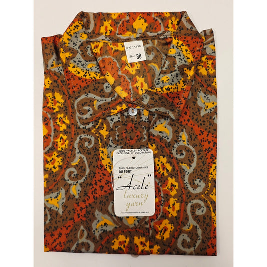 VINTAGE *NEW* 1960's Dupont Women's Multicolor Paisley Shirt Size 38 (8-10)
