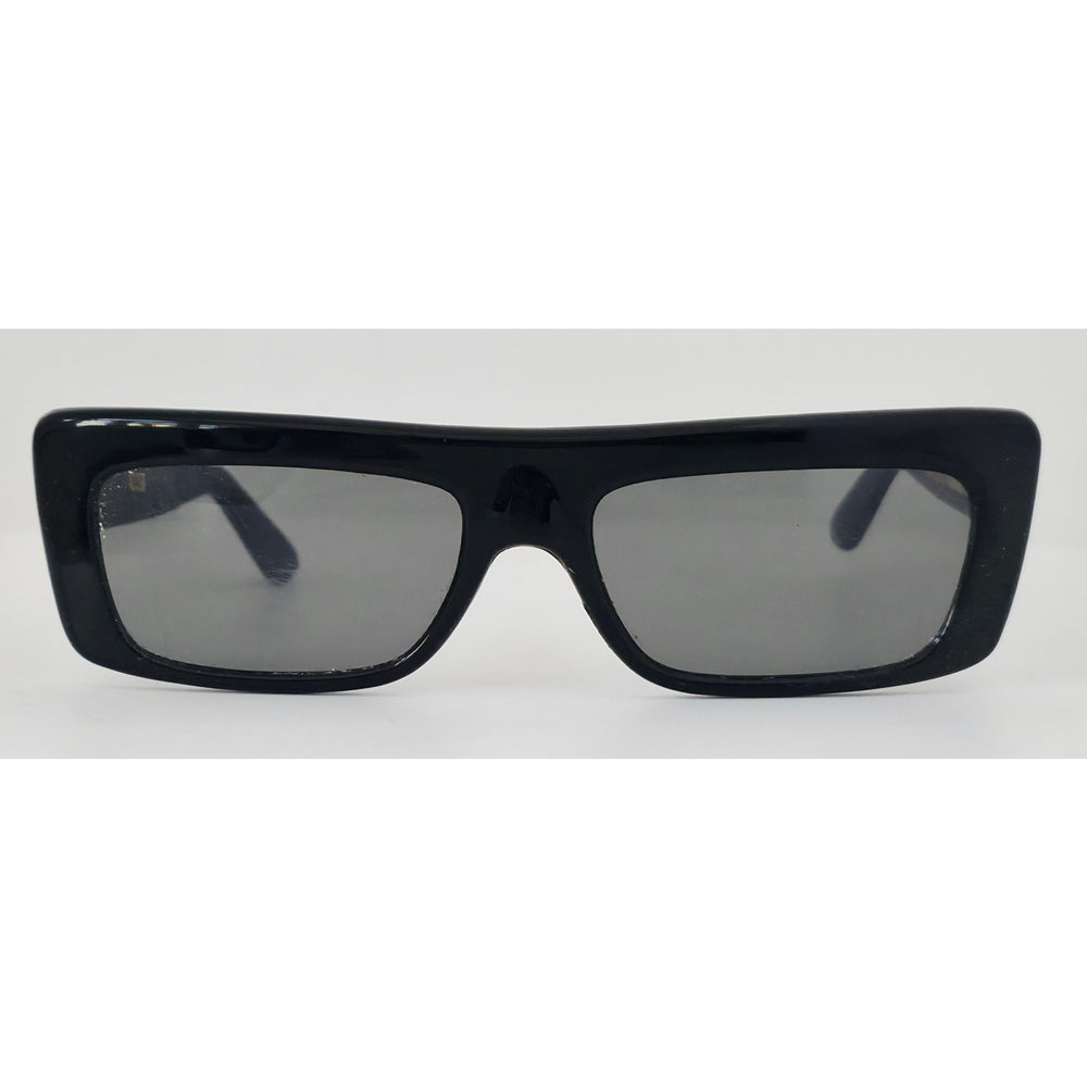 VINTAGE *NEW* 1970's Glam Unisex Black Frame Gray Lens Sunglasses Italy