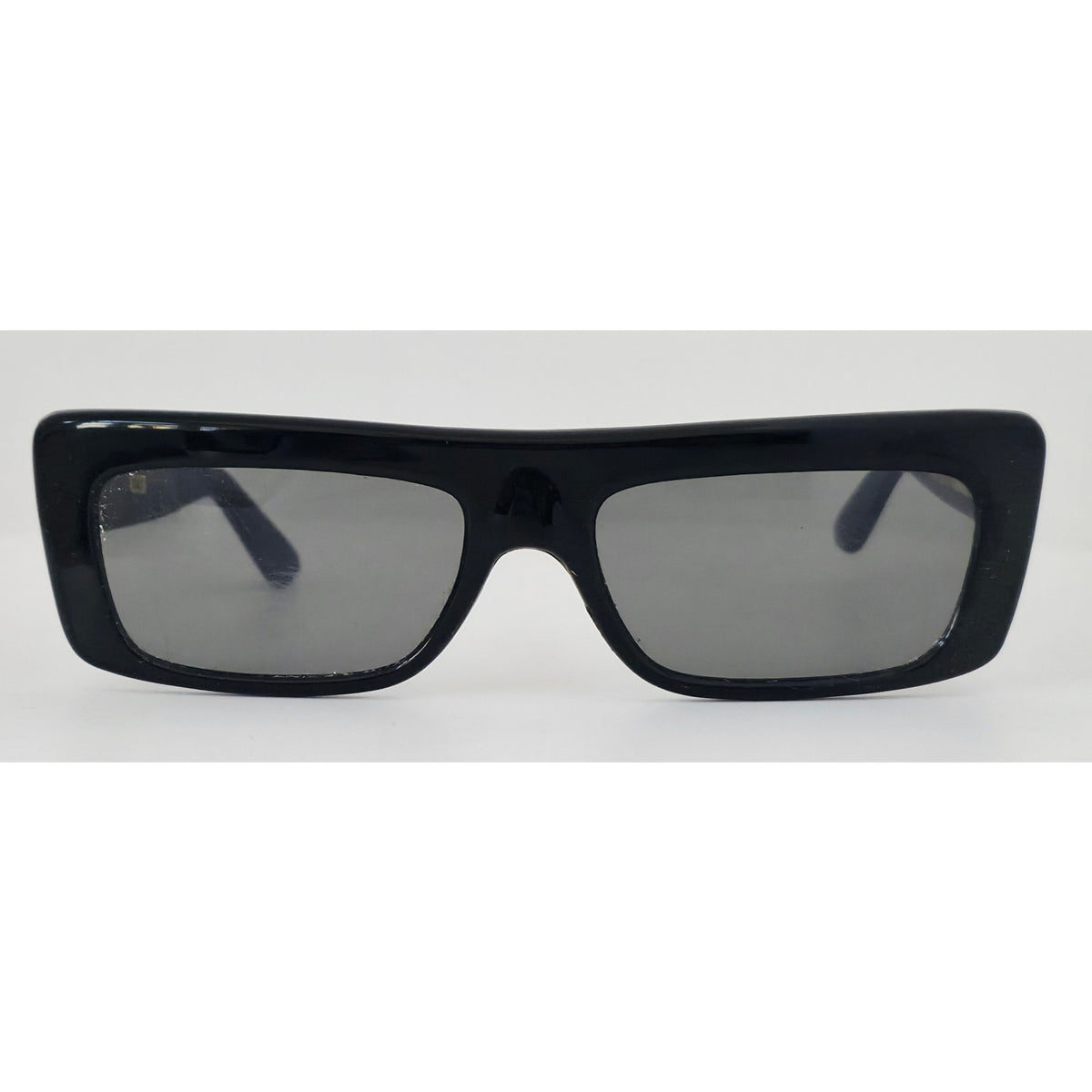 VINTAGE *NEW* 1970's Glam Unisex Black Frame Gray Lens Sunglasses Italy