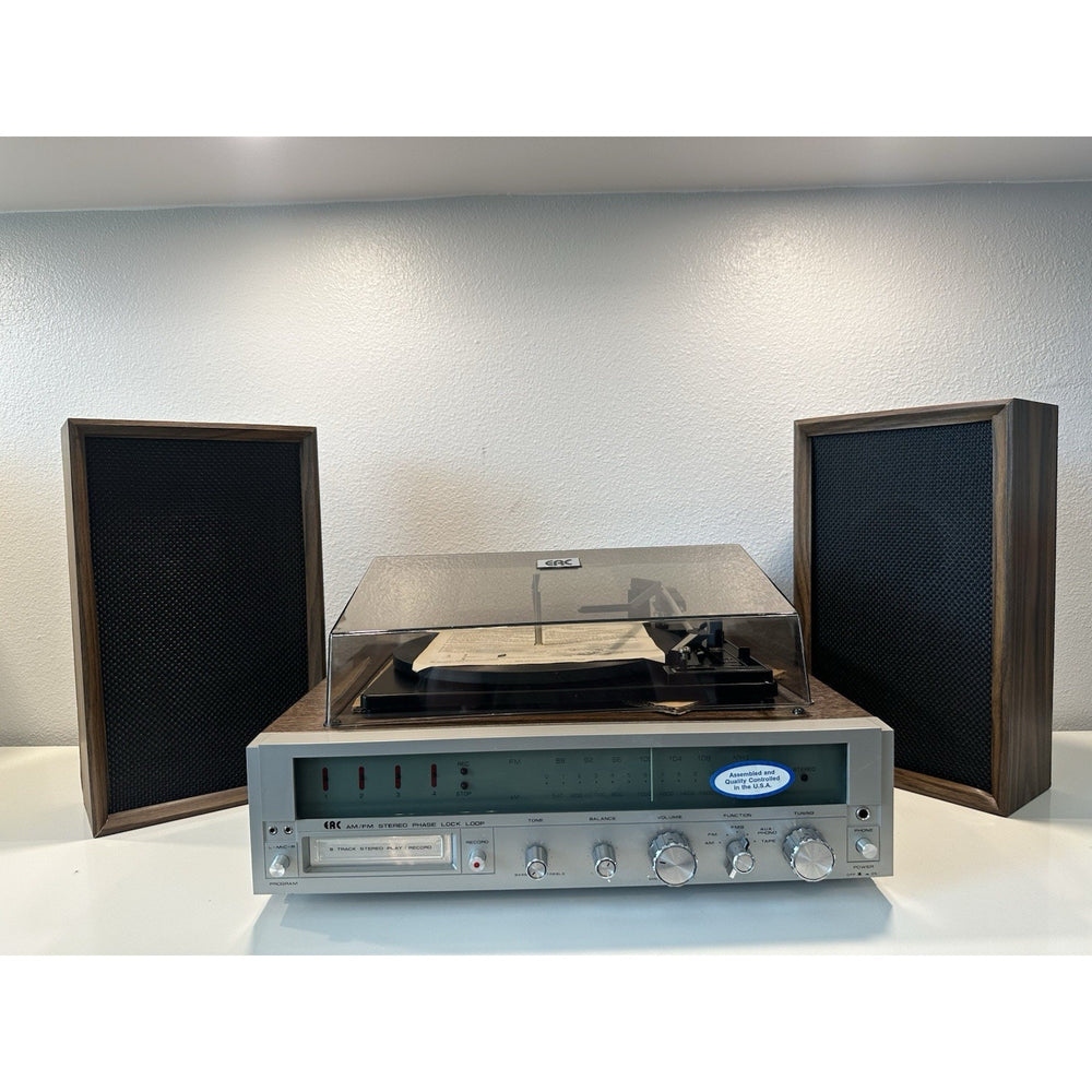 VINTAGE *NEW* 1970's ERC 8235 AM/FM 8-Track Record Player System with Speakers