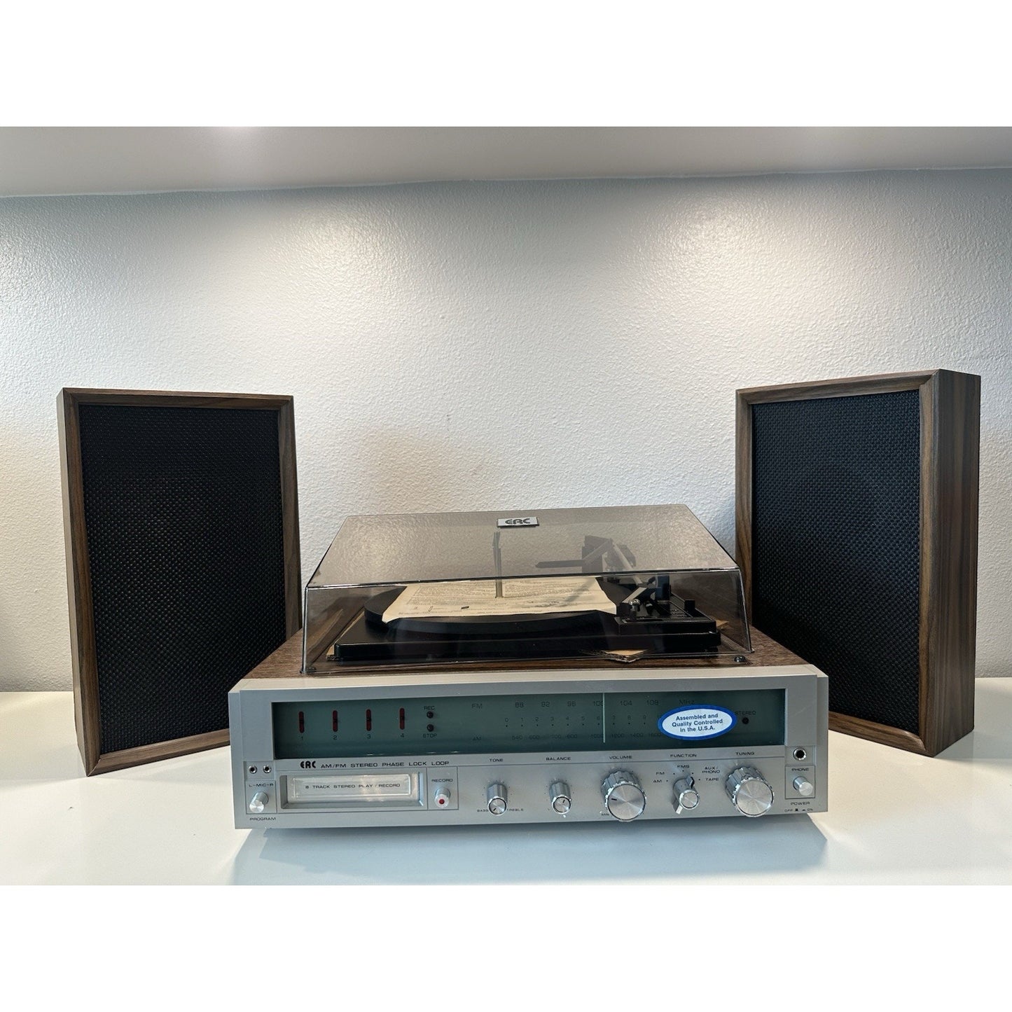 VINTAGE *NEW* 1970's ERC 8235 AM/FM 8-Track Record Player System with Speakers