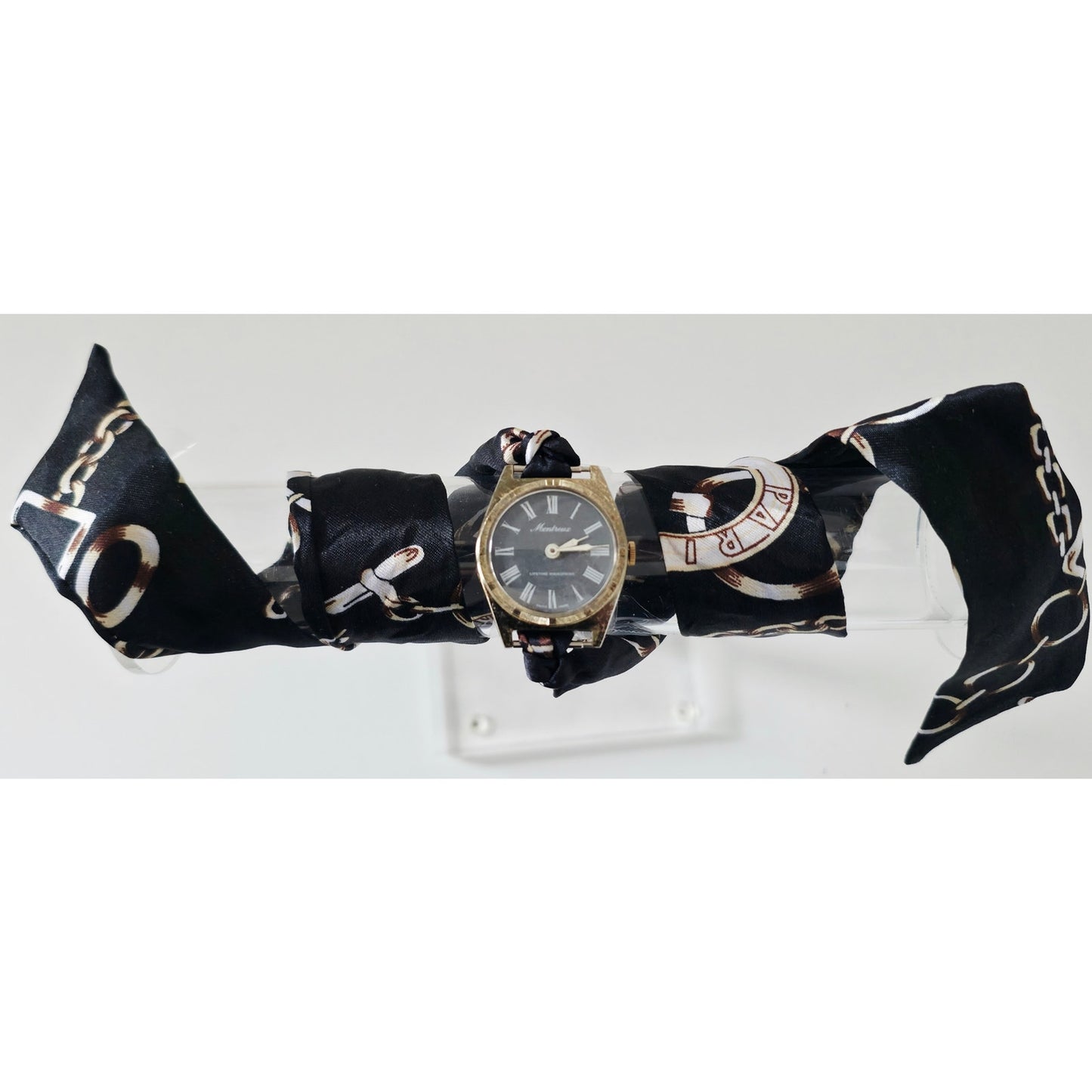 "Frozen In Time" 1960's Vintage Watch Face w/ Silk/Satin Tie Bracelet