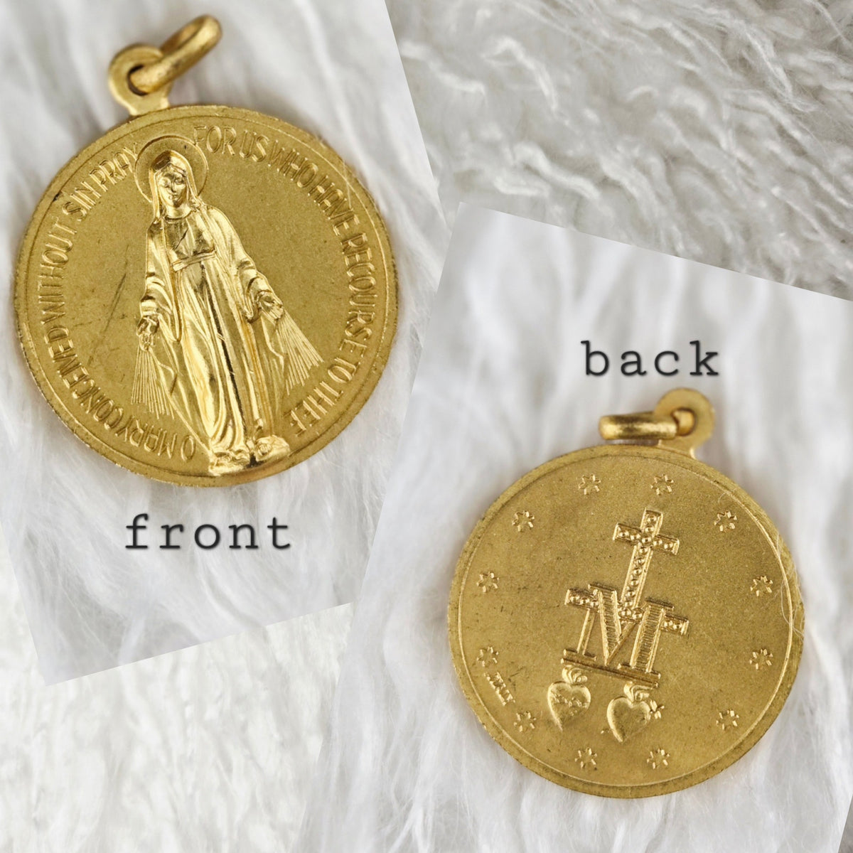 VINTAGE *NEW* 1950's Praying Madonna Gold-Toned Religious Pendant 1.25"