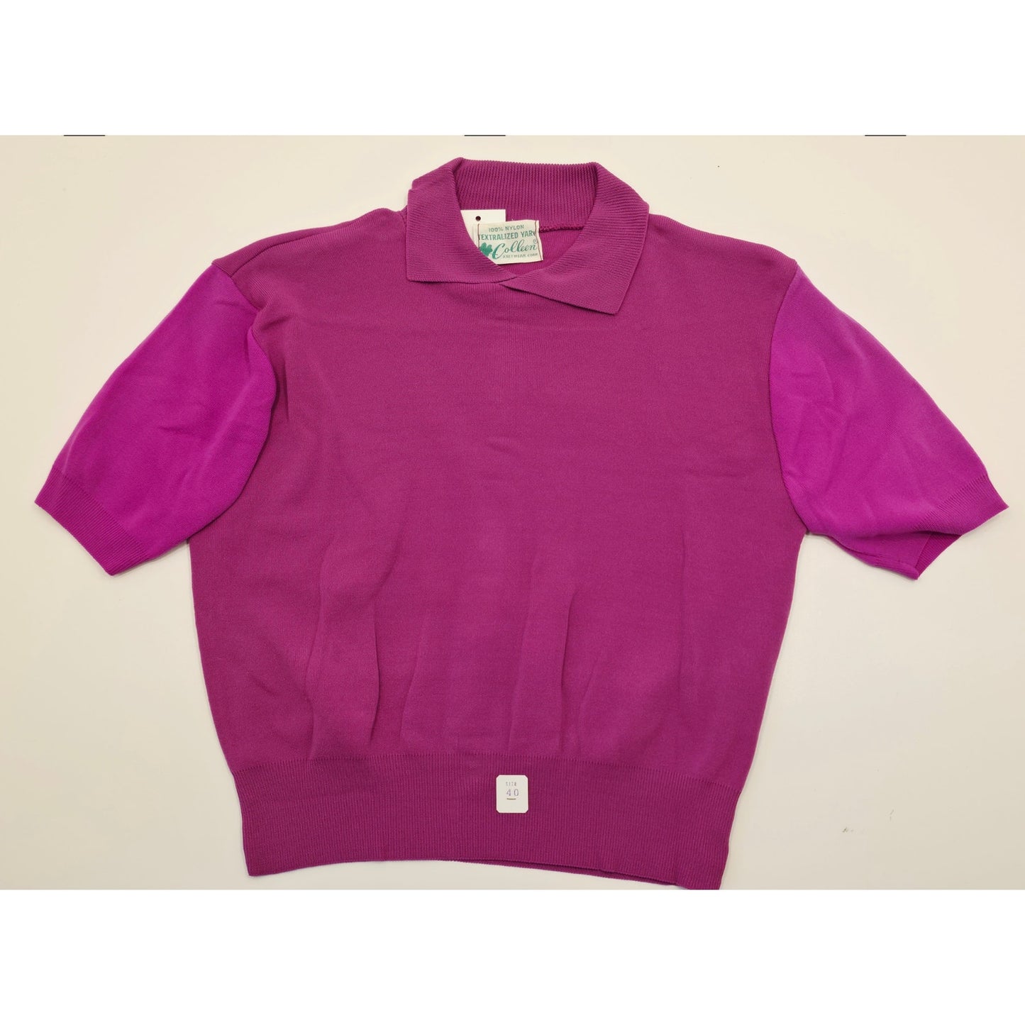 VINTAGE *NEW* 1960's Women's Pink Collared Sweater 100% Nylon Size 40