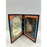 VINTAGE *NEW* 1960's Stained Glass Rememberance Folding Picture Frame