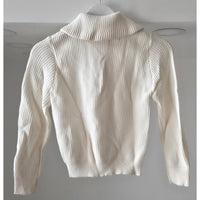 VINTAGE *NEW* 1960's Women's White Collared Button Down Sweater 100% Nylon Sz 38