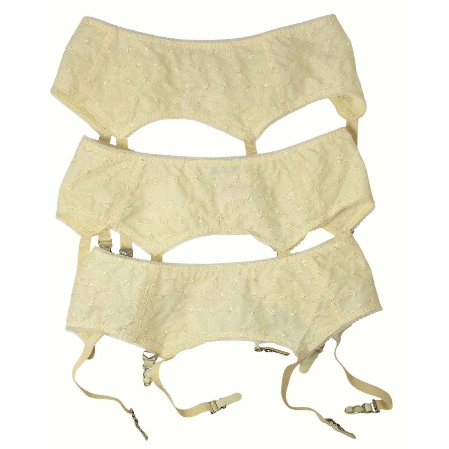 VINTAGE *NEW* 1950's Women's Light Yellow Garter with Flowers Size L Lot of 3