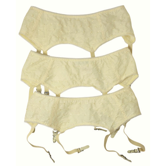 VINTAGE *NEW* 1950's Women's Light Yellow Garter with Flowers Size L Lot of 3