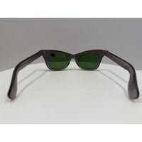 VINTAGE *NEW* 1960's Glam Unisex Sunglasses Gray Rnd Frame/Green Lens ITALY