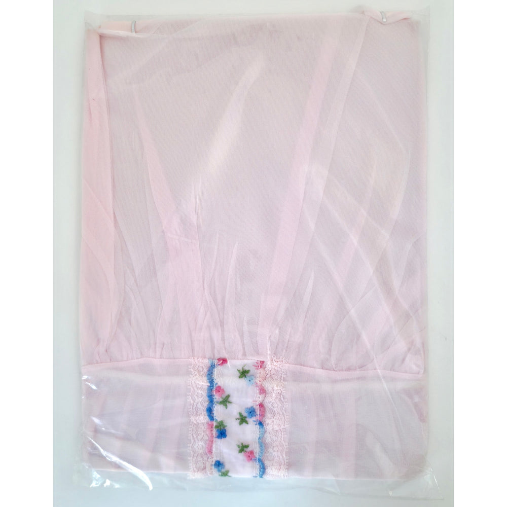 VINTAGE *NEW* 1960's Women's Light Pink Waltz Gown w/ Flowers 100% Nylon Size 40