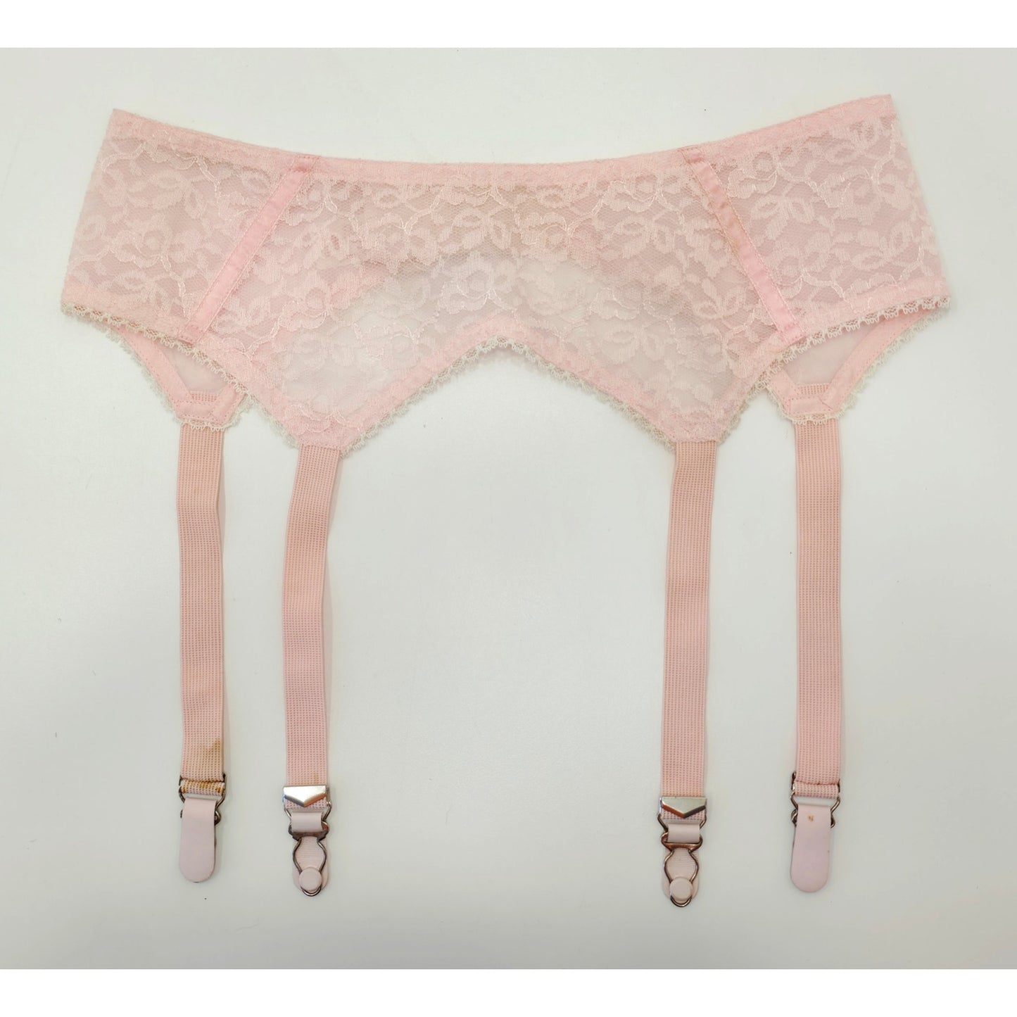 VINTAGE *PRISTINE* 1960's Gold Seal Women's Light Pink Lace Garter Belt Size 30