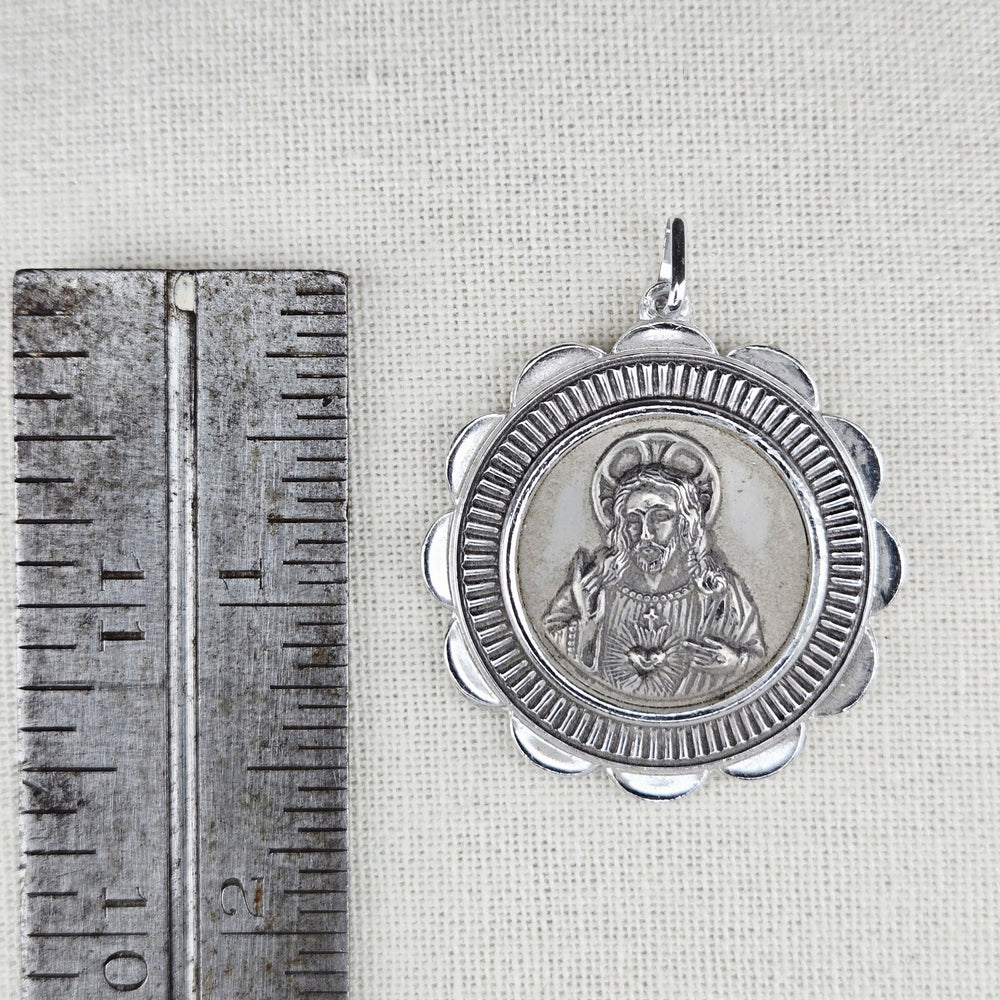 VINTAGE *NEW* 1950s Madonna and Child/Jesus Silver Tone Pendant