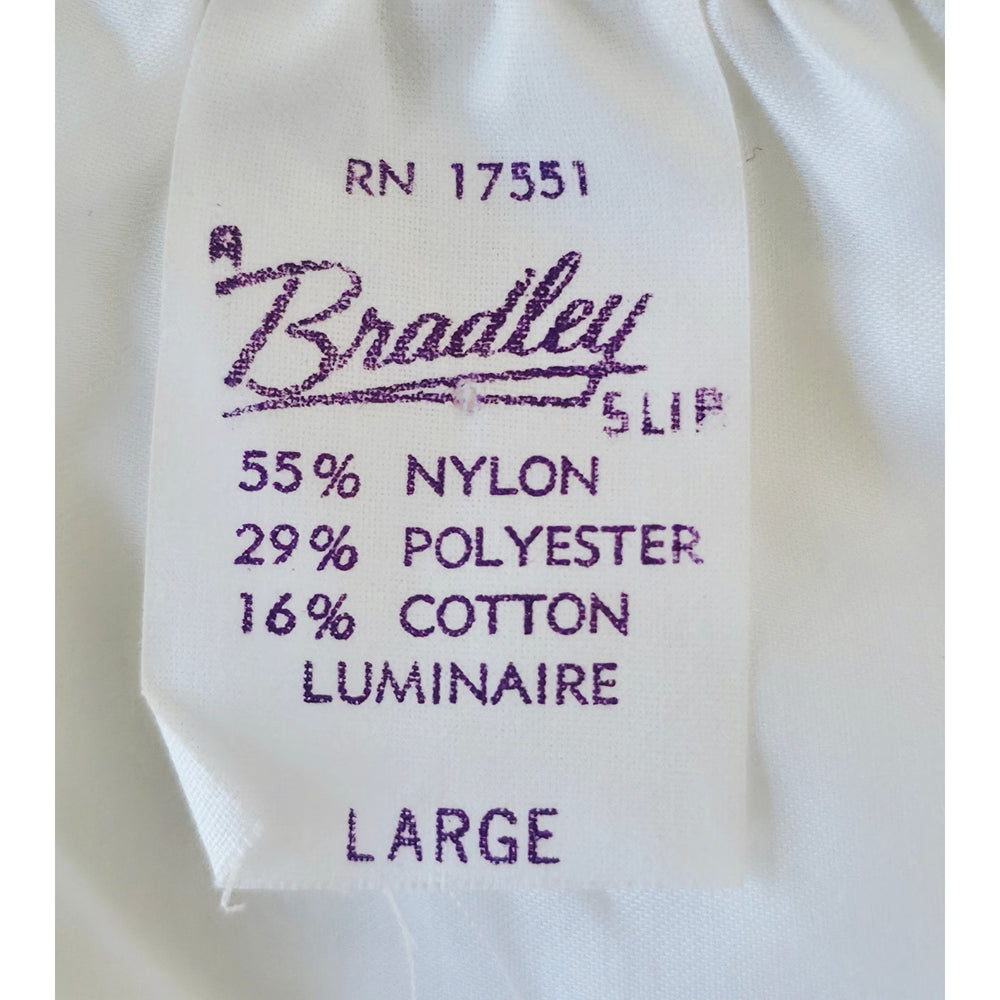 VINTAGE *NEW* 1960's Bradley Women's White Slip with Blue & Pink Flowers Size L