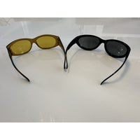 VINTAGE *NEW* 1970's Glam Unisex Sunglasses Brown/Black Set Oval Frames